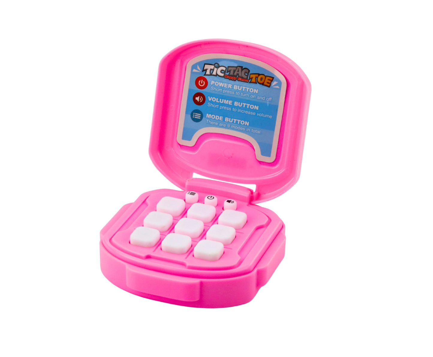Joc electronic Tic Tac Toe, 9 moduri de joc, roz, 8 x 8.5 x 3 cm, roz, Lean 28119