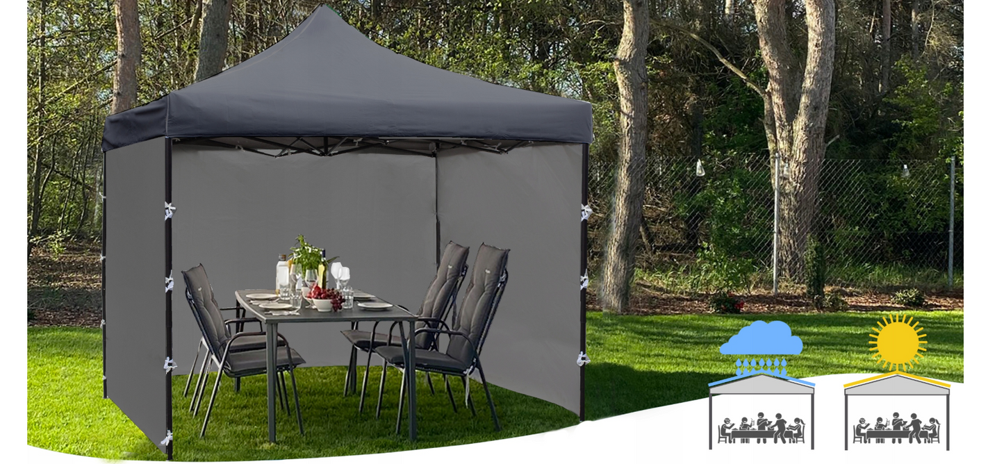 Cort pavilion cu 3 pereti, gri, 3 x 3 m, MalTec 112812