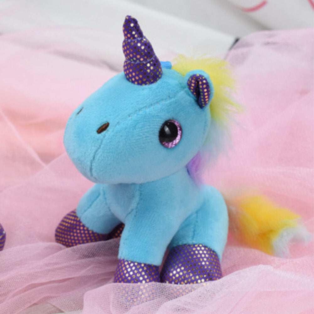 Breloc unicorn plusat, albastru / violet, 12 x 10 x 6 cm, Lean 22501