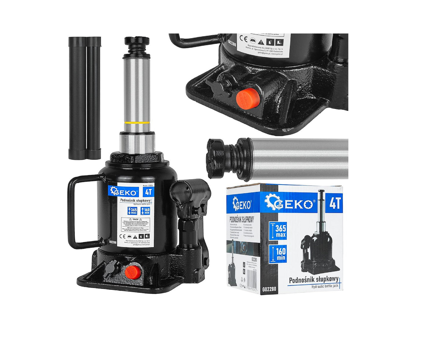 Cric hidraulic cu profil jos, 4 T, Geko G02280