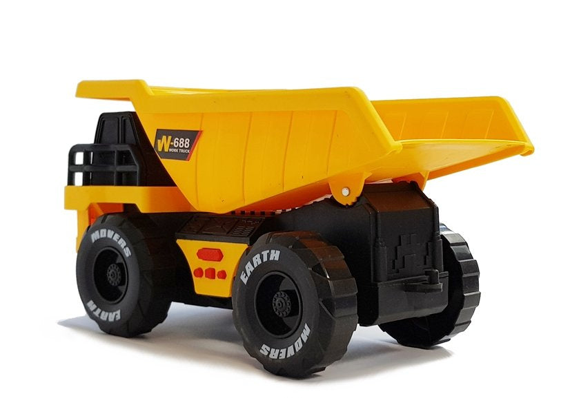 Camion de jucarie cu basculanta cu efecte sonore si luminoase, 25 x 13 x 14 cm, galben / negru, Lean 5644