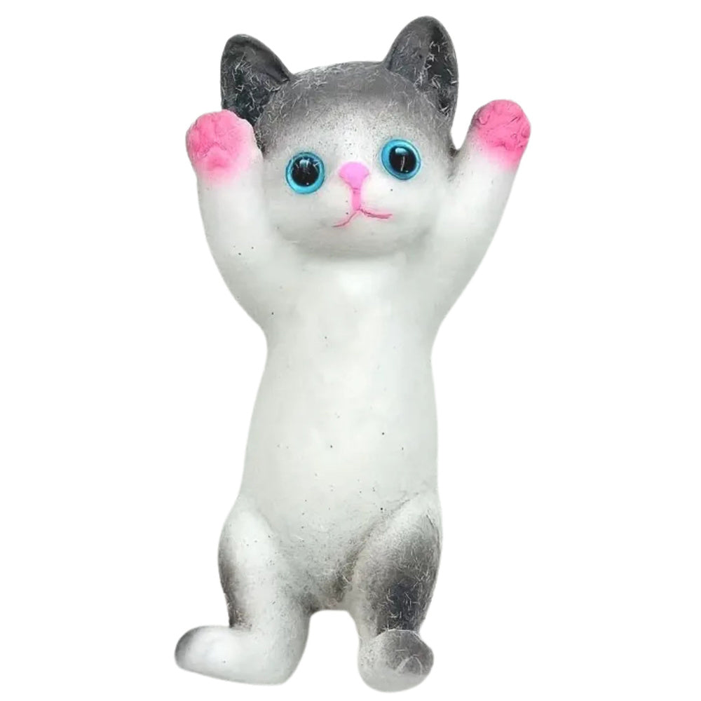 Jucarie senzoriala antistres pisicuta, 13 x 6.5 cm, alb / gri, Lean 27272