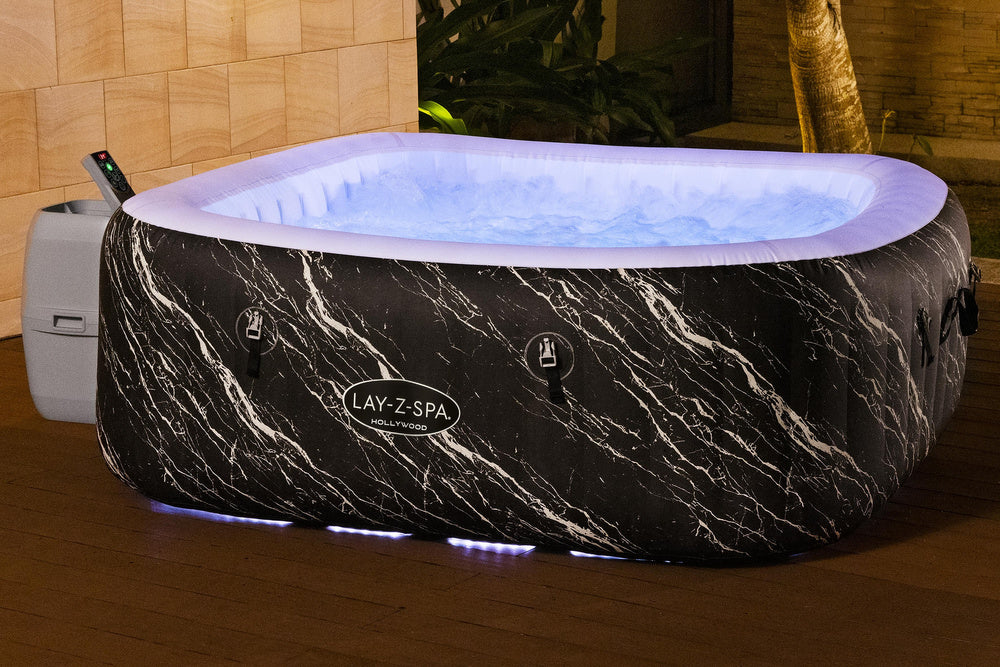 Jacuzzi gonflabil cu hidromasaj LAY-Z-SPA pentru 6 persoane, aspect de marmura Marquinia, 180 x 180 x 66 cm, Bestway 21178