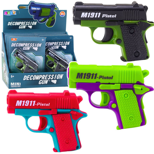 Pistol de jucarie Decompression Gun, 8 cartuse, 12.5 x 8.5 x 2 cm Lean 28655