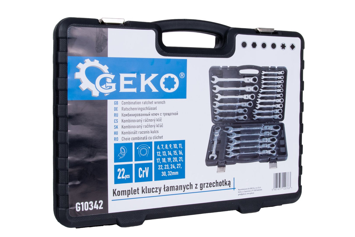 Set 22 chei combinate cu clichet flexibil 6-32mm, Geko G10342