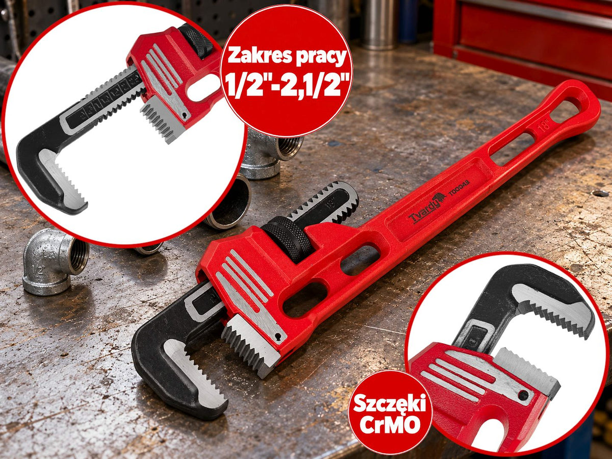 Cheie pentru țevi Stillson de 18" 450 mm, Tvardy T00043