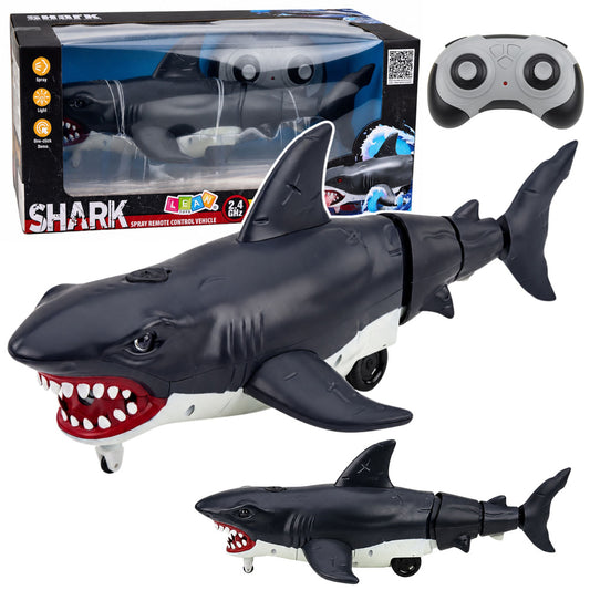 Rechin cu telecomanda RC Shark, coada miscatoare, efecte sonore, negru, Lean 31144