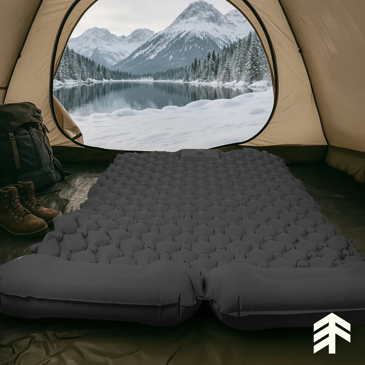 Saltea autogonflabila pentru camping, 195 x 120 x 5 cm, gri, MalTec 112762