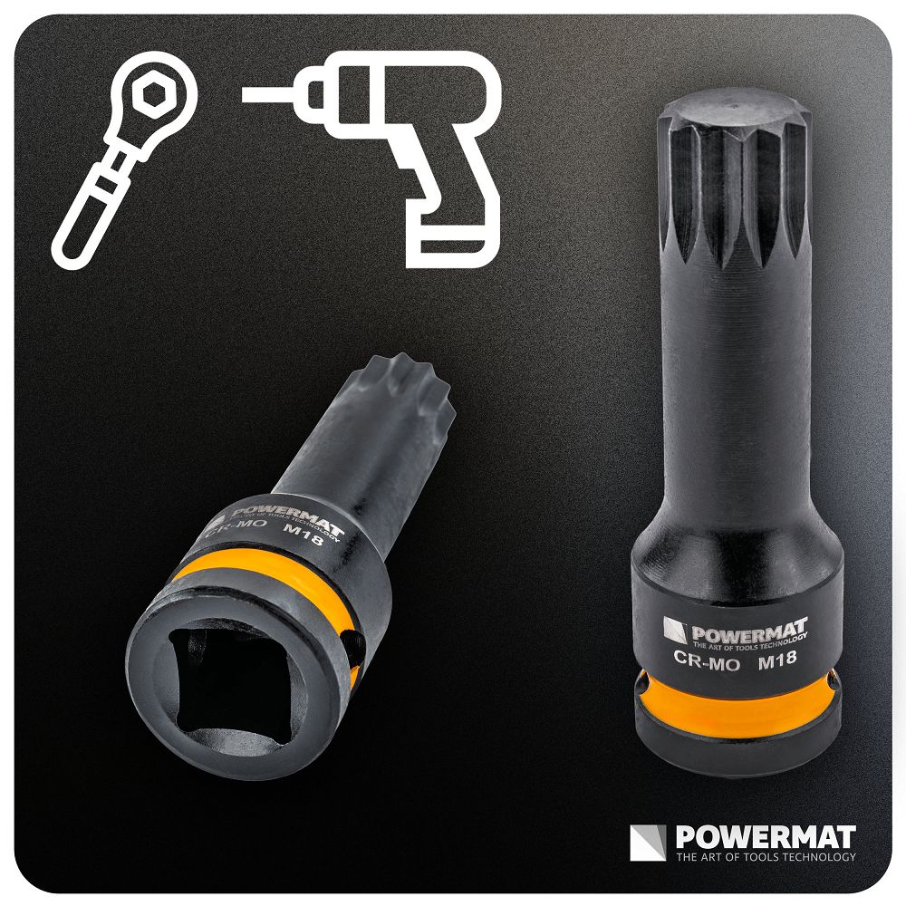 Set chei tubulare de impact PM-ZNU-518T, 8 bucati, Powermat PM1384