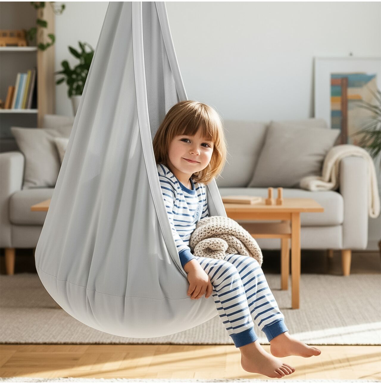 Balansoar suspendat Cocoon pentru copii, capacitate maxima 60 kg, MalPlay 114244