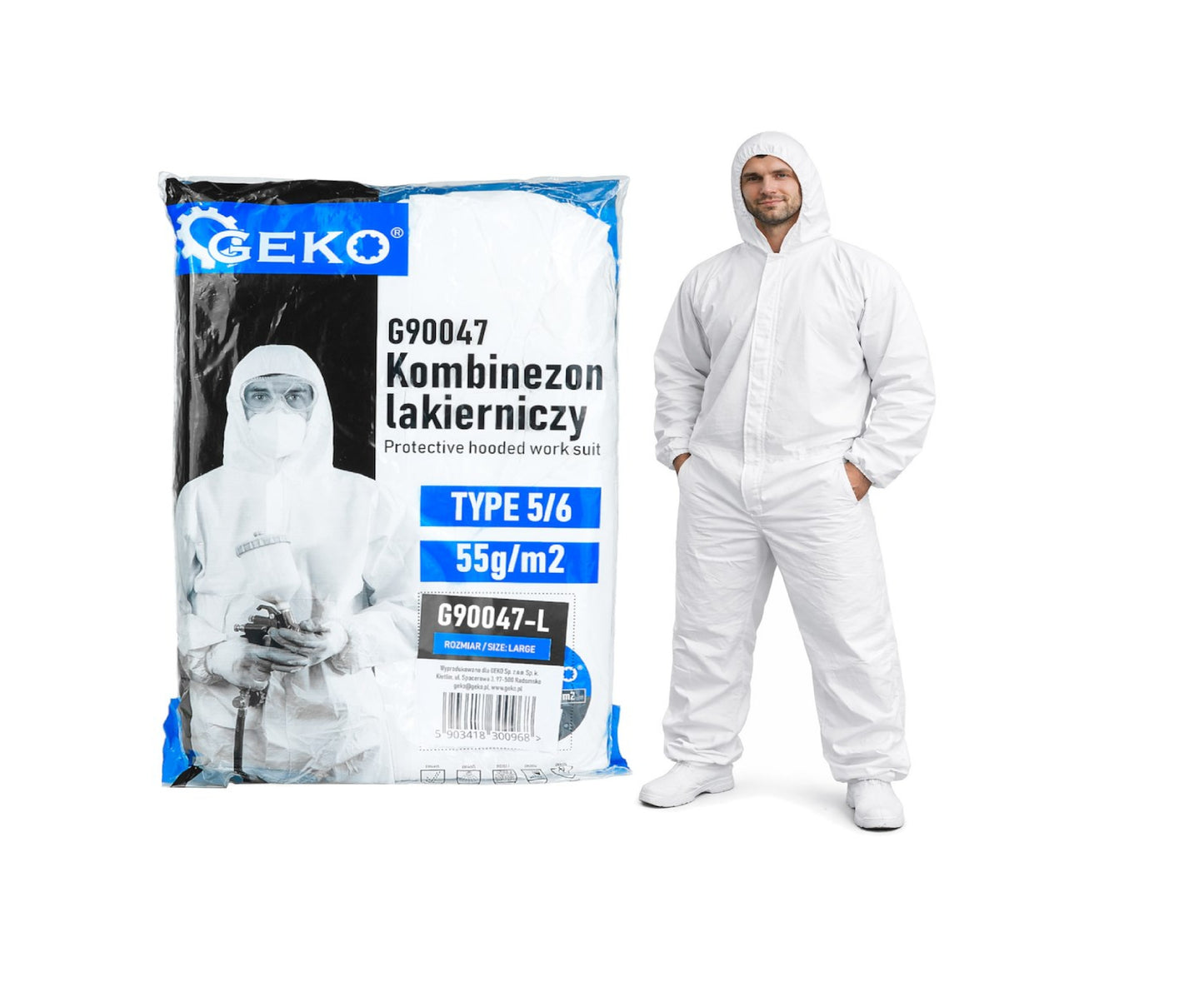 Combinezon de protectie pentru vopsit, 55g/m2 tip 5/6, marimea L, Geko G90047-L