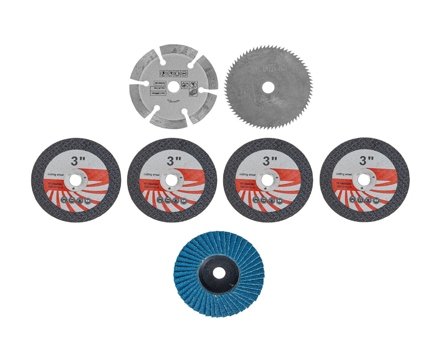 Set discuri pentru mini polizor unghiular, 76 mm, 7 bucati, Geko G80654A