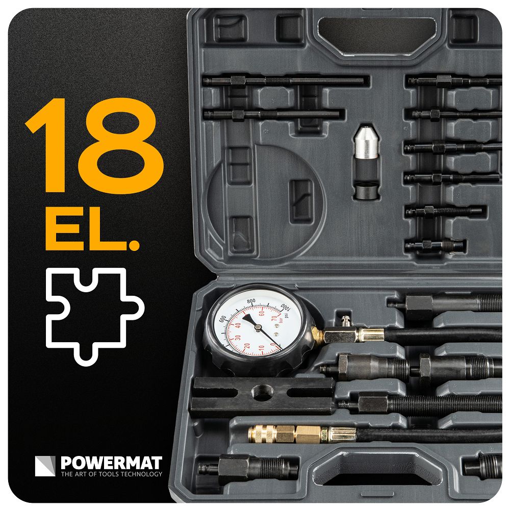 Tester compresie pentru motoare diesel PM-MCSD-16T, 16 piese, Powermat PM1524
