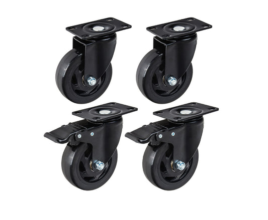Set roti pivotante cu 2 roti frana, 100 mm, capacitate maxima 120 kg, 4 bucati, Geko G71550