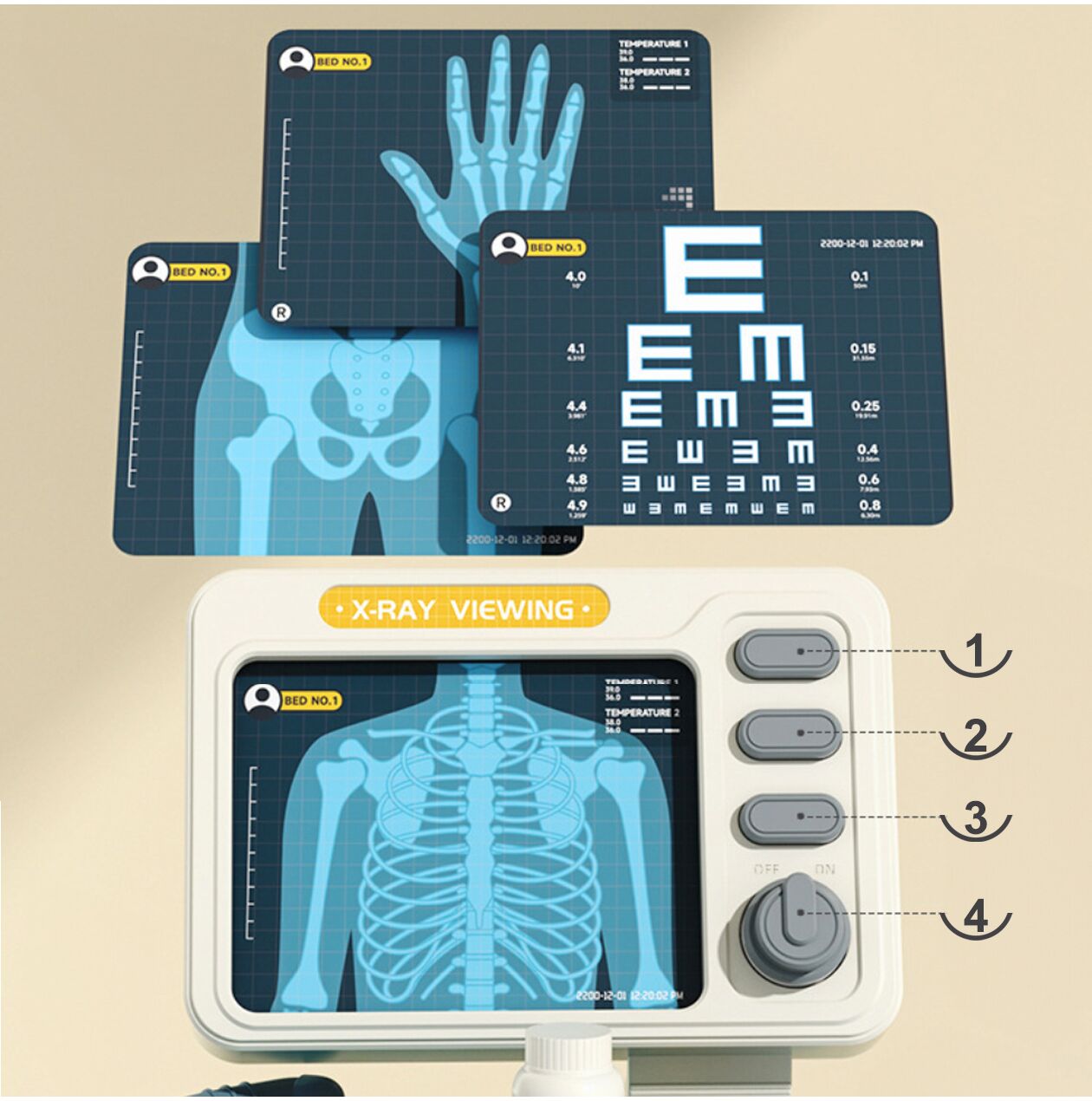 Set de joaca carucior medical mobil pe roti, 15 accesorii esentiale incluse, efecte sonore, 56.5 x 23 x 20 cm, MalPlay 110264