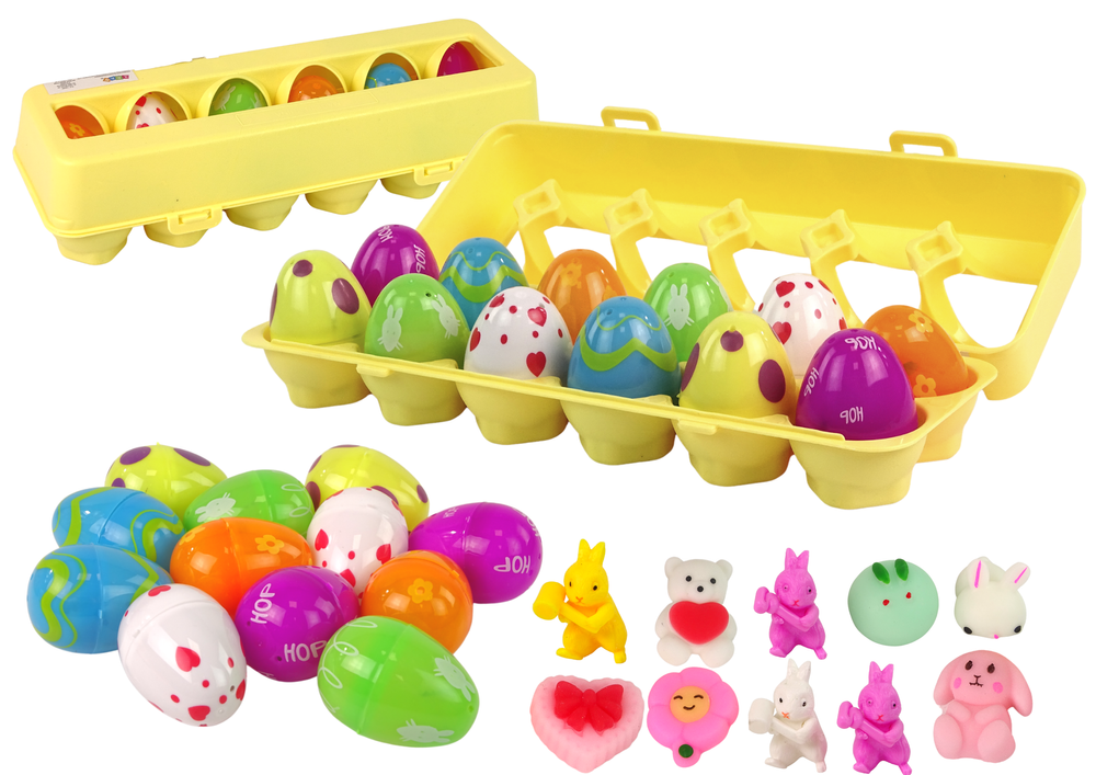 Set 12 oua de Paste cu surpriza figurine, multicolor, Lean 13104