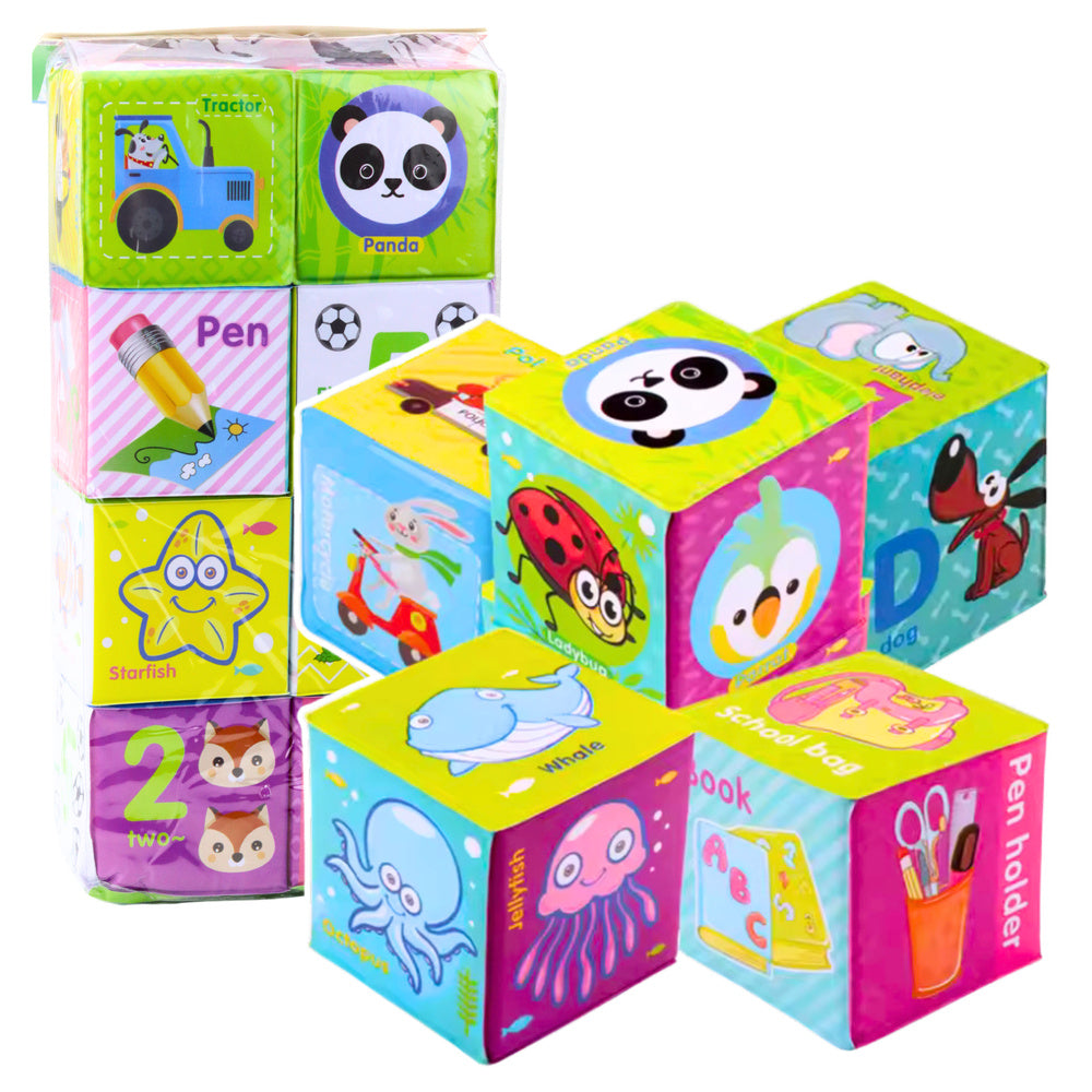 Set 8 cuburi moi educative, multicolor, 6 x 6 cm, Lean 22885