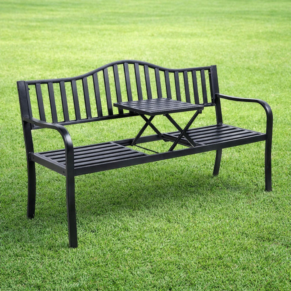 Banca de gradina metalica cu masuta de cafea, 150 cm, Lean 29324