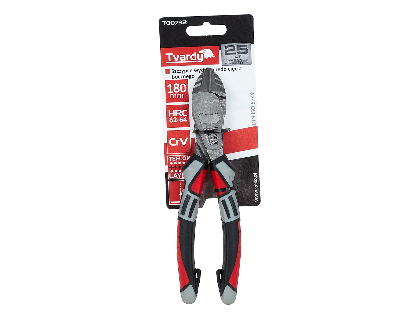 Cleste cu varf lung, taiere laterala,180 mm, Cr-V, Tvardy T00732