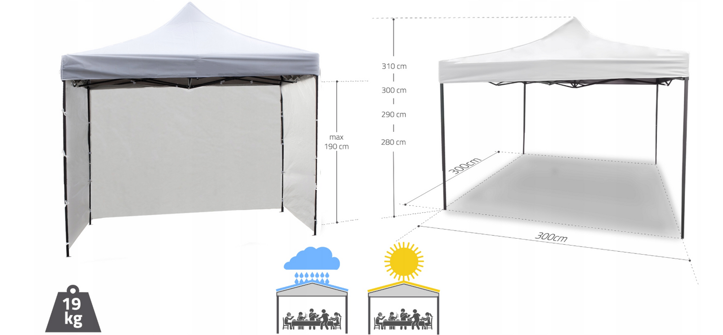 Cort pavilion cu 3 pereti, 3 x 3 m, MalTec 112811