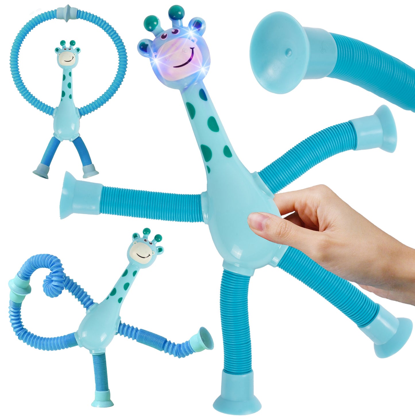 Jucarie interactiva girafa telescopica cu ventuze, 19 cm, MalPlay 111067