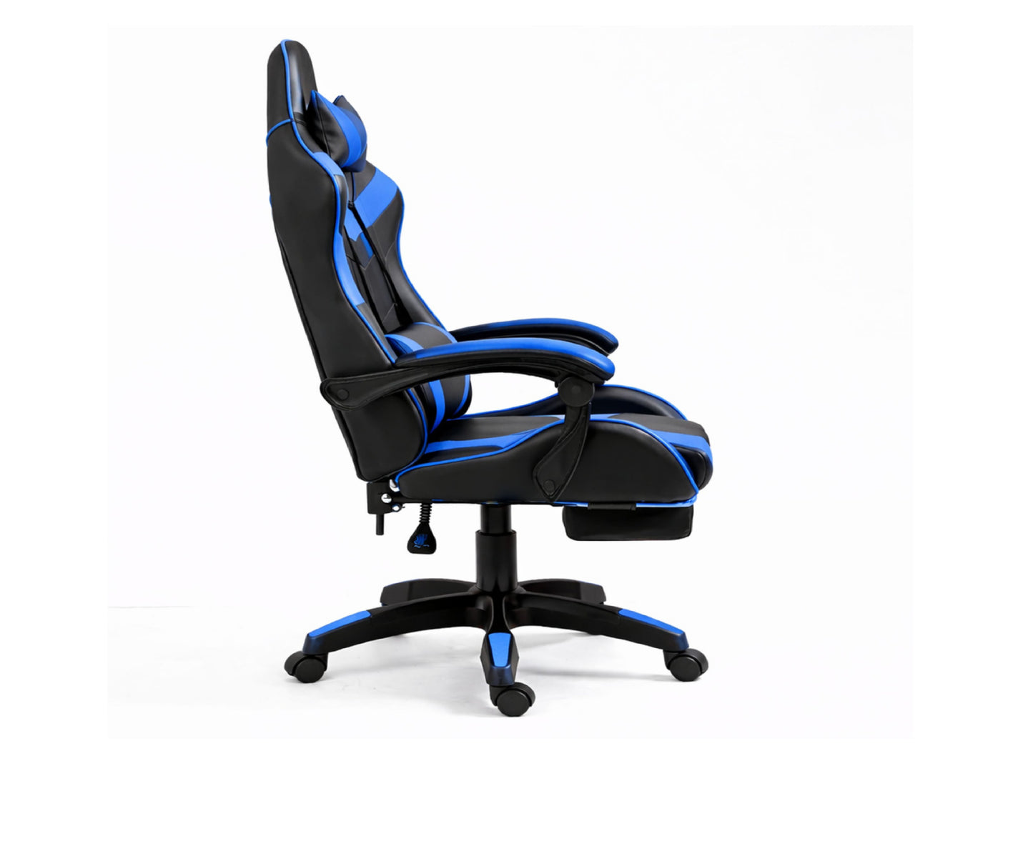 Scaun pentru gaming rotativ cu suport pentru picioare, negru / albastru, Lean 30555