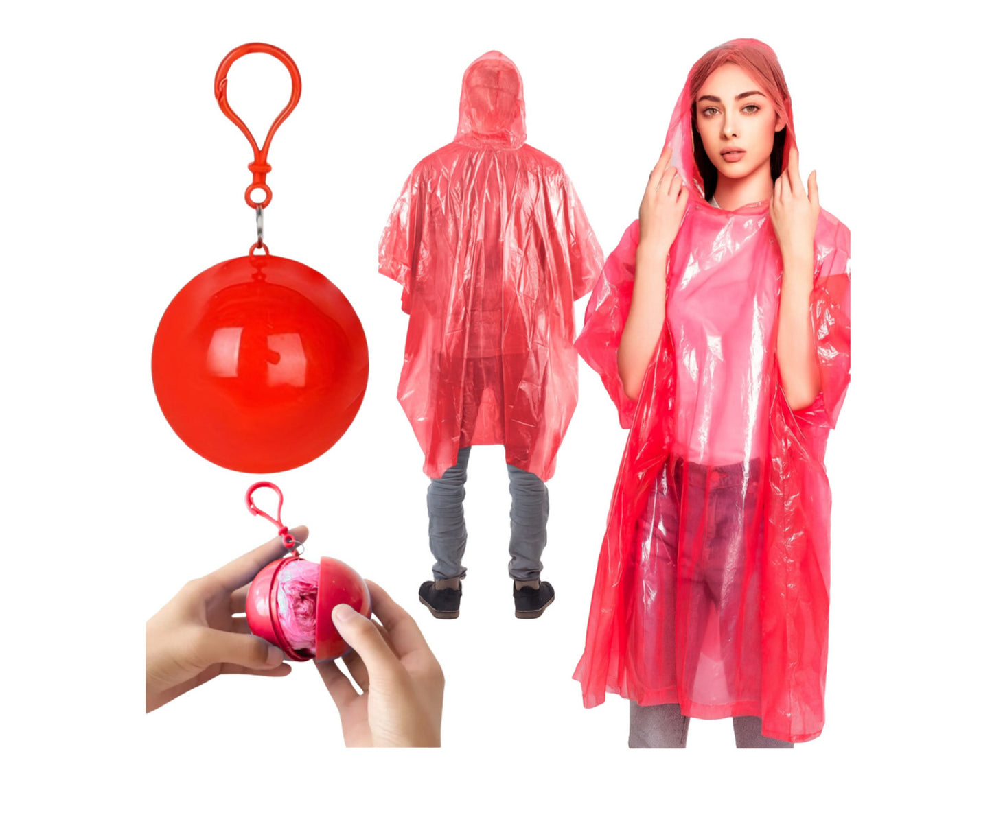 Pelerina de ploaie in breloc, rosu, Lean 27717