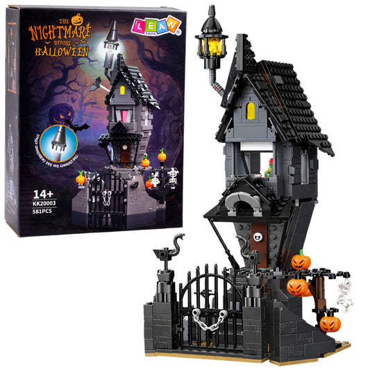 Set de constructie Casa Bantuita Turn de Halloween, 581 piese, Lean 23701
