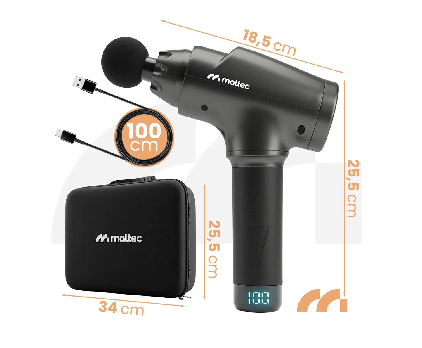 Pistol de masaj cu 13 duze, senzor de presiune, oprire automata, 30 de viteze, MalTec 113857