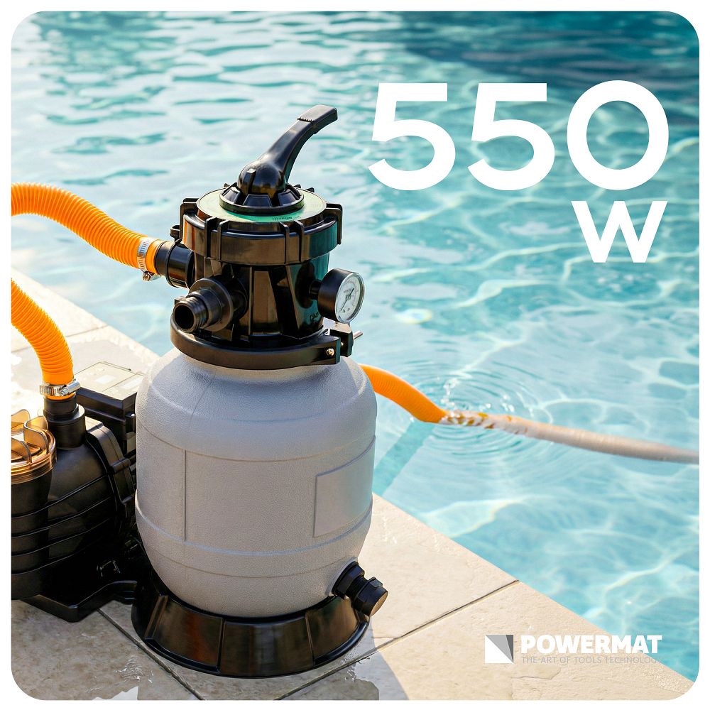 Pompa de nisip pentru piscina PM-PPDB-550JT, afisaj LCD, 13200 l / h, 550 W, Powermat PM1483