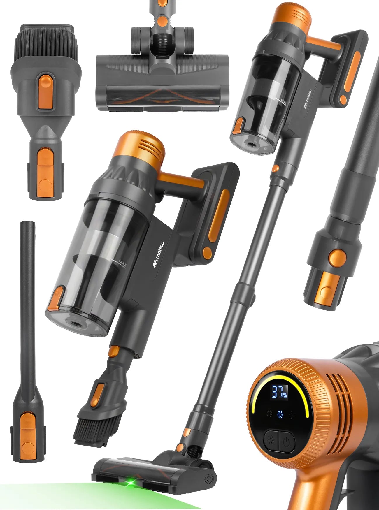 Aspirator vertical cu acumulator LED TURBOCYCLONE PRO4000 3 in 1, 500 W, MalTec TURBOCYCLONE 114103