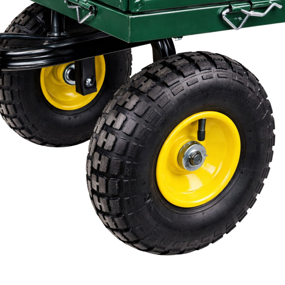 Carucior de gradina cu 4 roti pneumatice, 45 x 52 x 102 cm, capacitate maxima 200 kg, Lean 26735