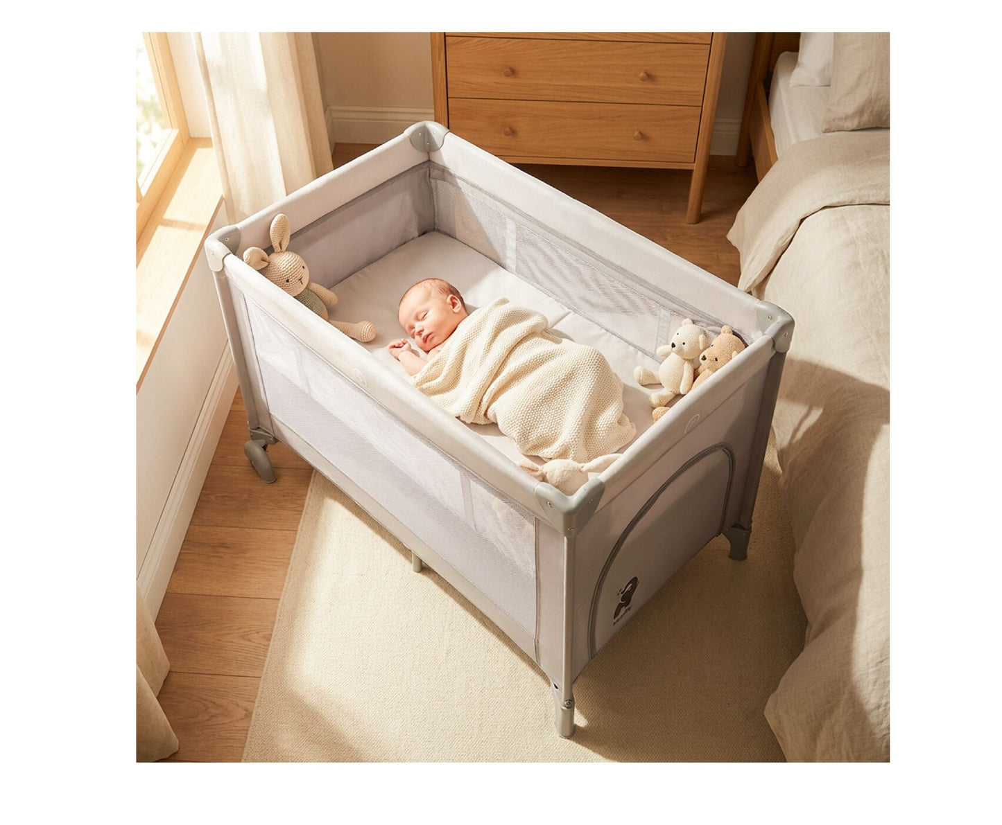 Patut pliabil pentru bebelusi, 125 x 65.5 x 76 cm, MalPlay 113164