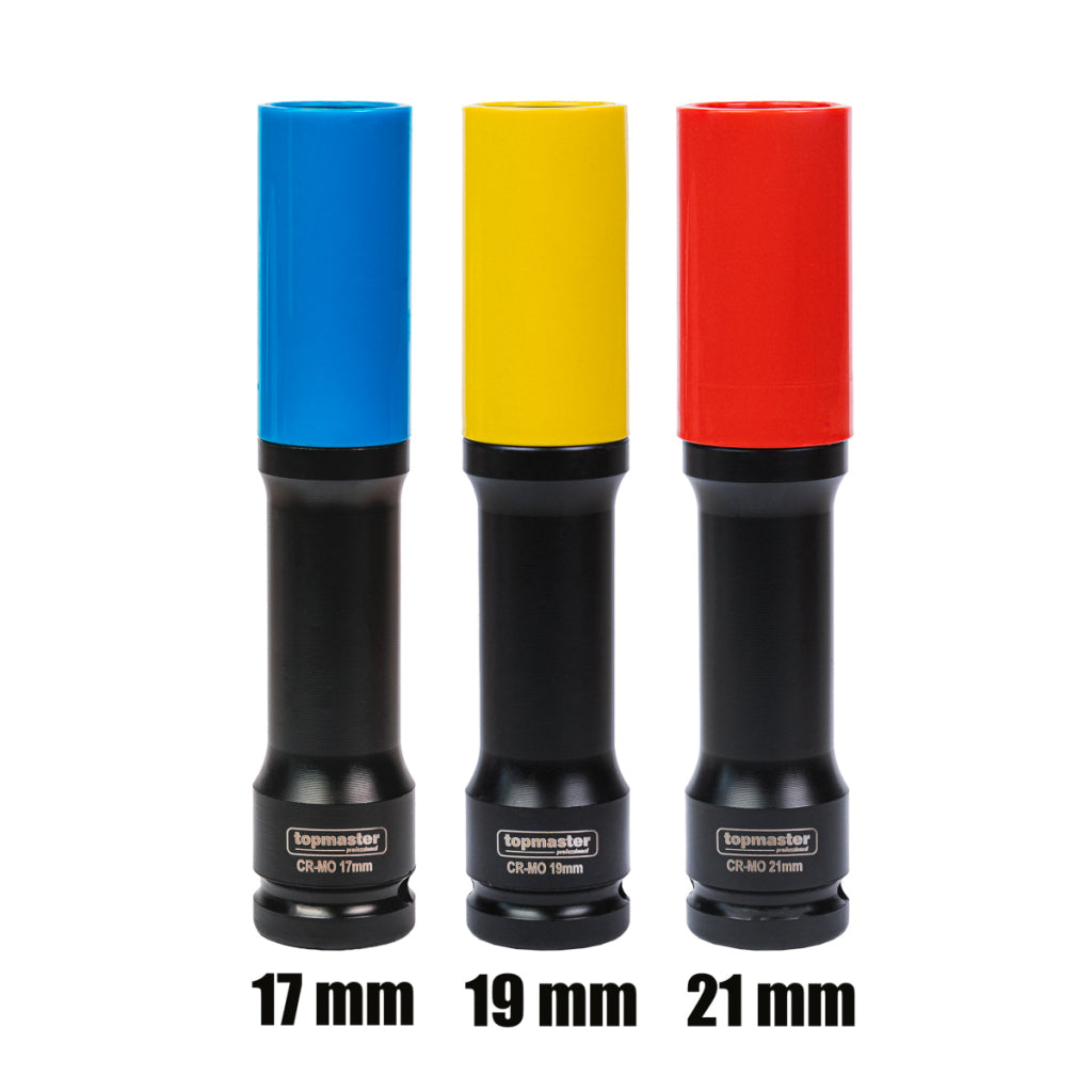 Set tubulare de impact, 1/2" 17,19,21mm cu protectie 150 mm, Topmaster 338807