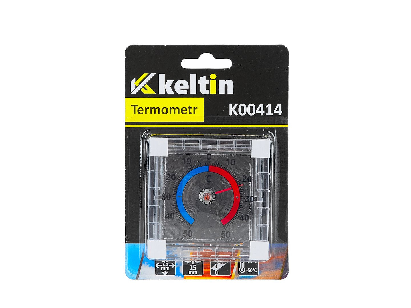 Termometru autoadeziv pentru fereastra, 75 x 75 mm, Keltin K00414