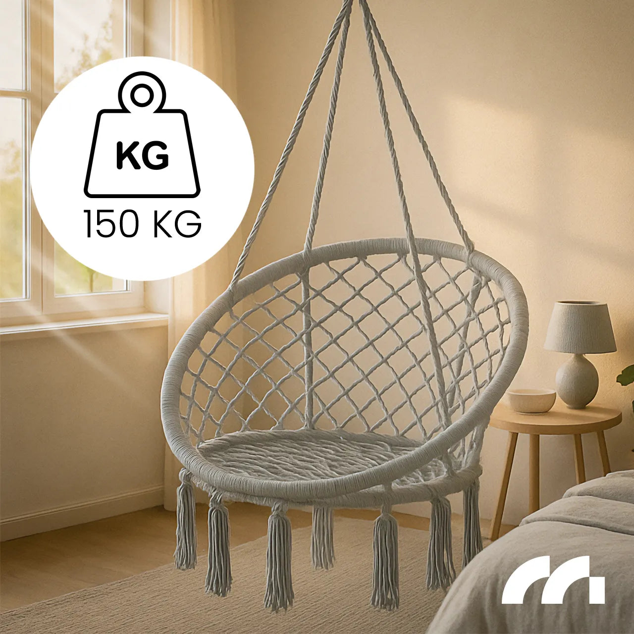 Leagan balansoar suspendat, gri deschis, sarcina maxima 150 kg, MalTec 112210