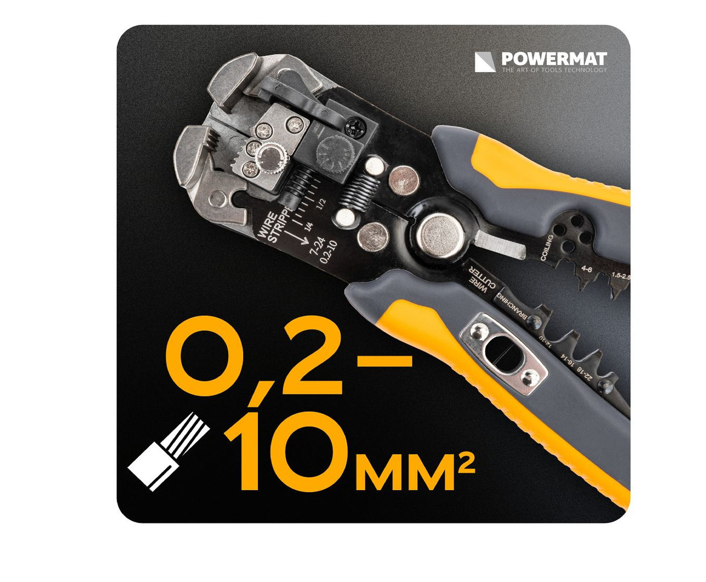 Cleste sertizare si dezizolare cabluri PM-SI-2T, 0.05-10 mm², 210 mm, Powermat PM1438