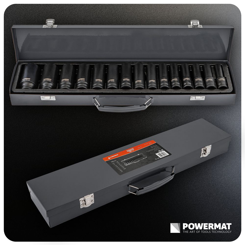 Set chei tubulare de impact PM-ZNU-1032T, 10-32 mm, 1 / 2", 15 bucati, Powermat PM1383