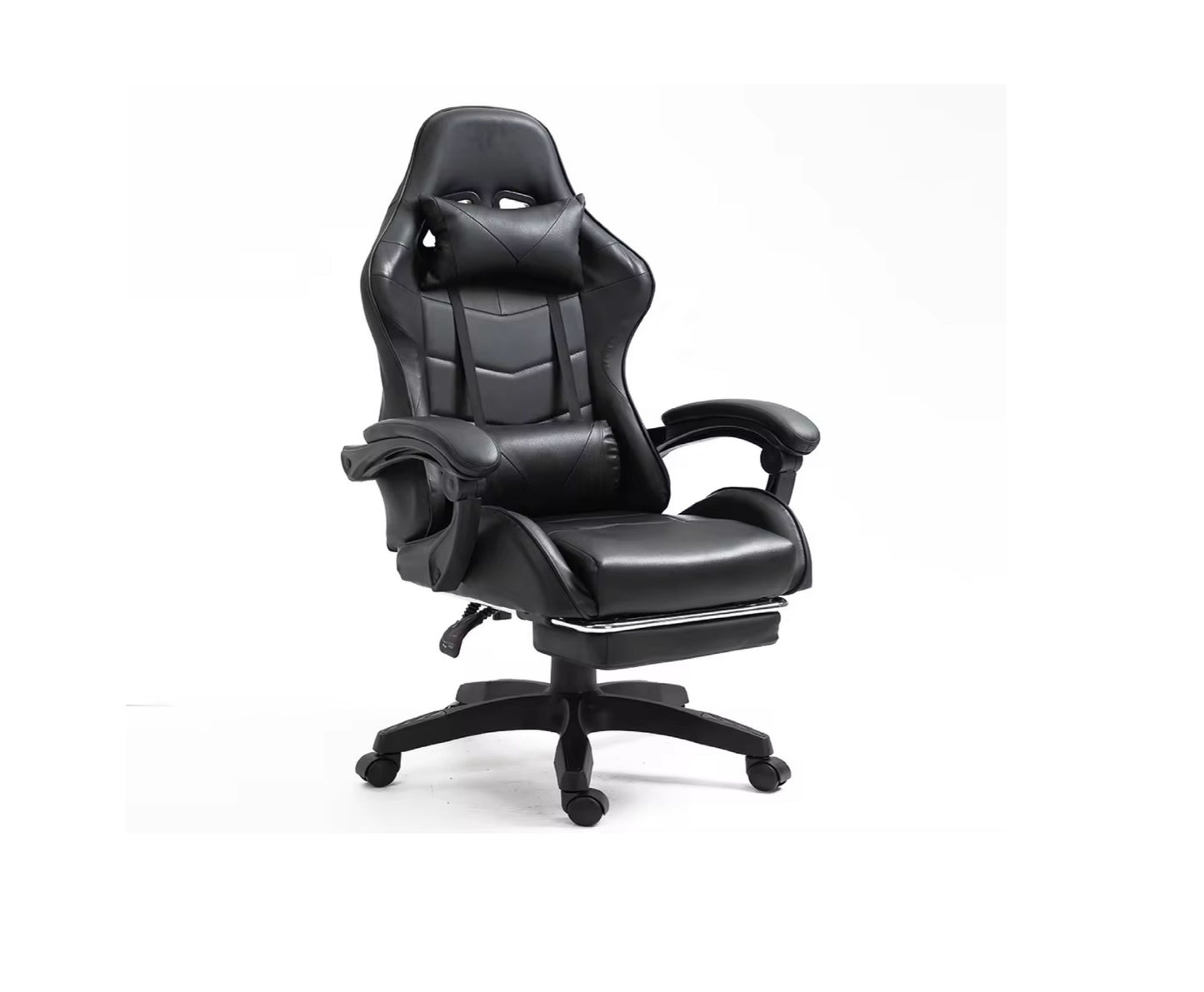 Scaun pentru gaming rotativ cu suport pentru picioare, negru, Lean 30552