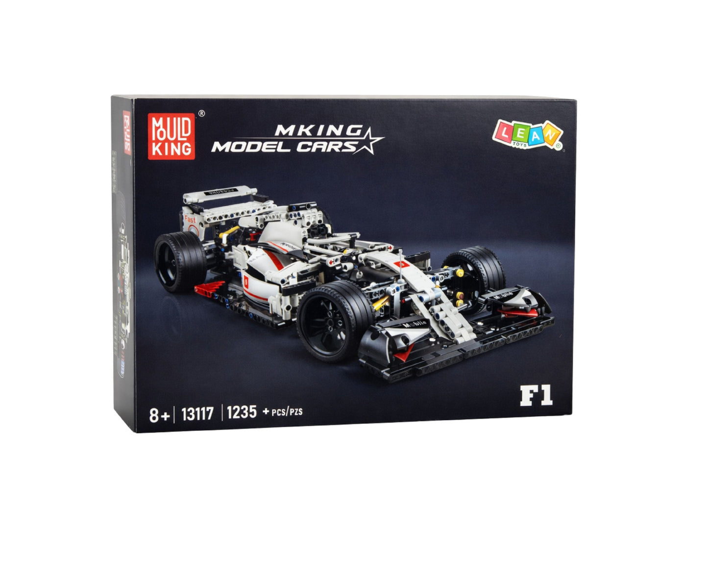 Set de constructie Masina de curse, 1235 piese, alb / negru, 50 x 22 cm, Lean 23658