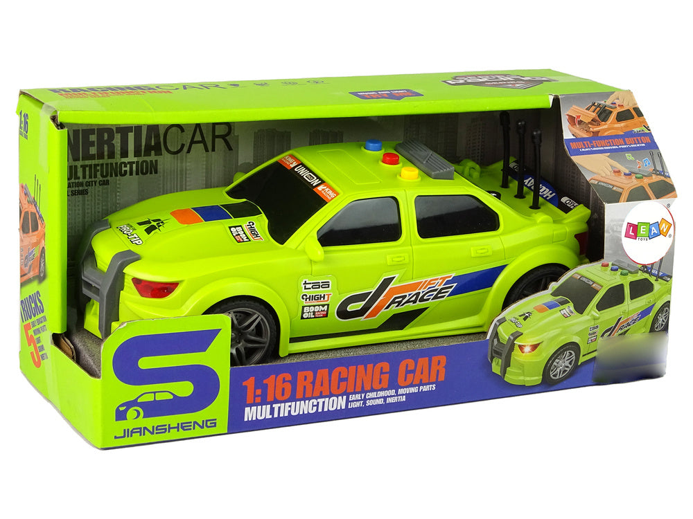 Masinuta sport cu efecte sonore si luminoase, verde, Lean 13597
