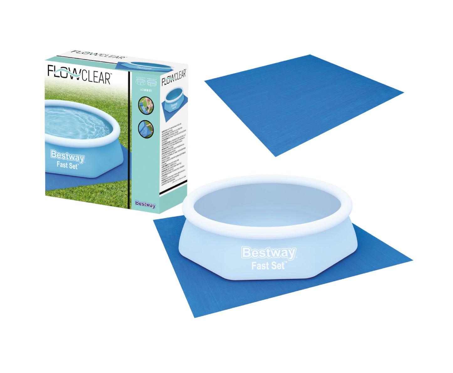 Prelata protectie baza piscina, 274 x 274 cm, polietilena, albastru, Bestway 3050