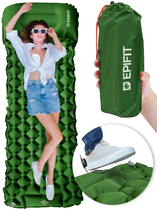 Saltea autogonflabila pentru camping, 190 x 60 cm, verde, MalTec 112759