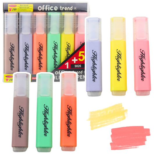 Set 6 markere evidentiatoare multicolore, 6 bucati, Lean 21535