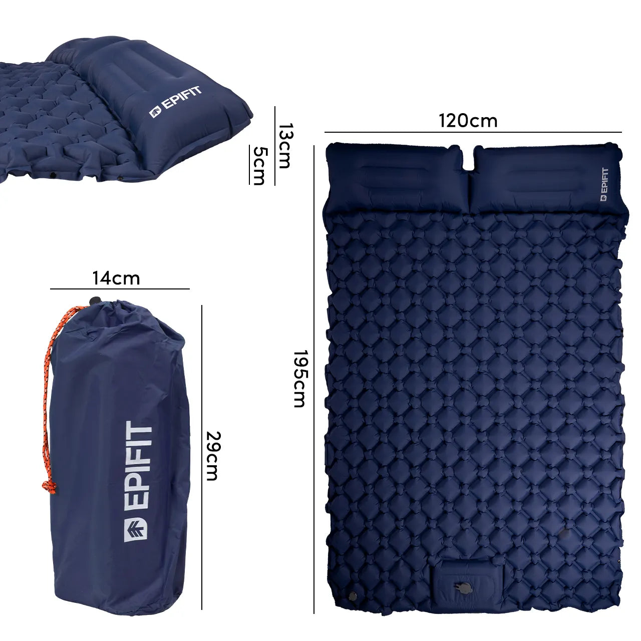 Saltea autogonflabila pentru camping, 195 x 120 x 5 cm, verde, MalTec 112761