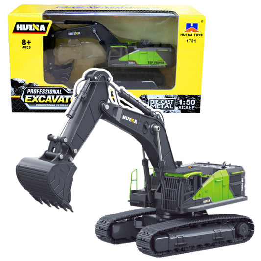 Excavator pe senile metalic, verde, 1:50, Lean 22760
