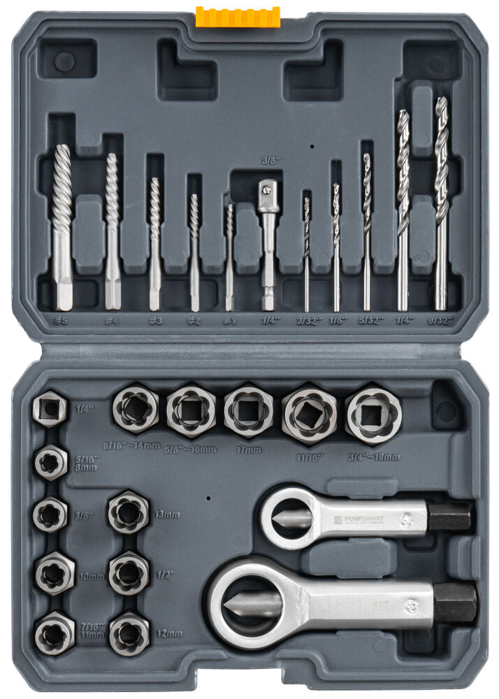 Kit extractoare pentru indepartarea suruburilor PM-ZPWN-26T, 26 bucati, Powermat PM1617