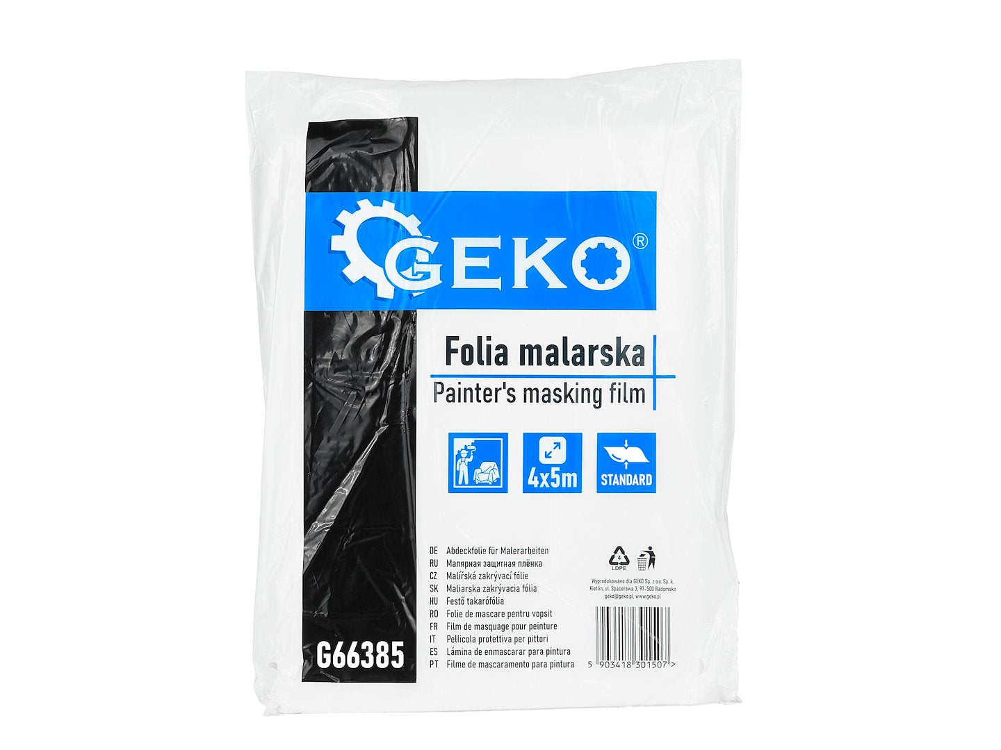 Folie de protectie standard pentru vopsit, 4 x 5 m, Geko G66385