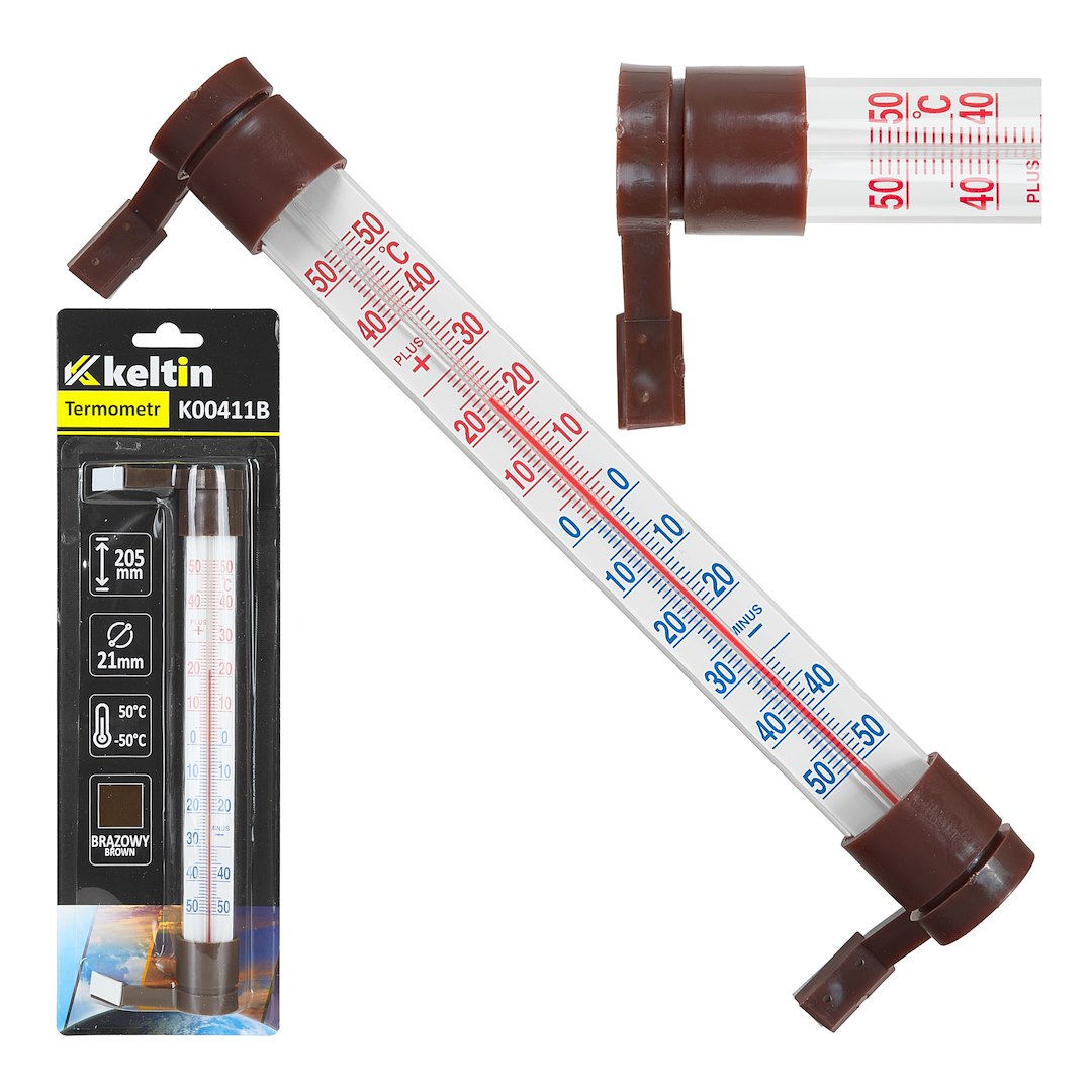 Termometru pentru fereastra, 233 x 24 mm, maro, Keltin K00411B