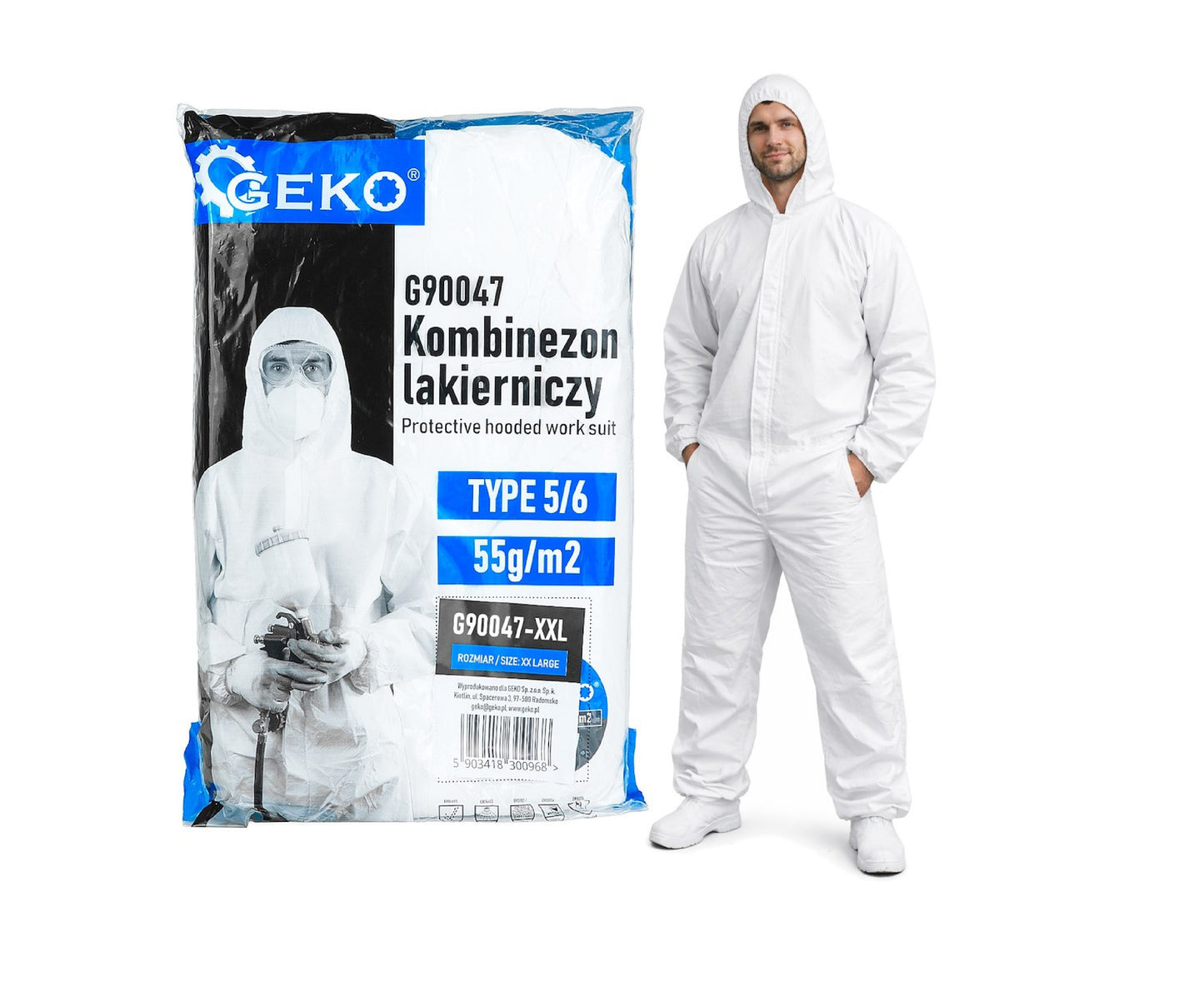 Combinezon de protectie pentru vopsit, 55g/m2 tip 5/6, marimea XXL, Geko G90047-XXL
